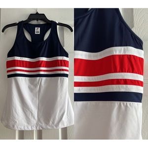Fila striped tank top, padded, Size M, White, red, blue